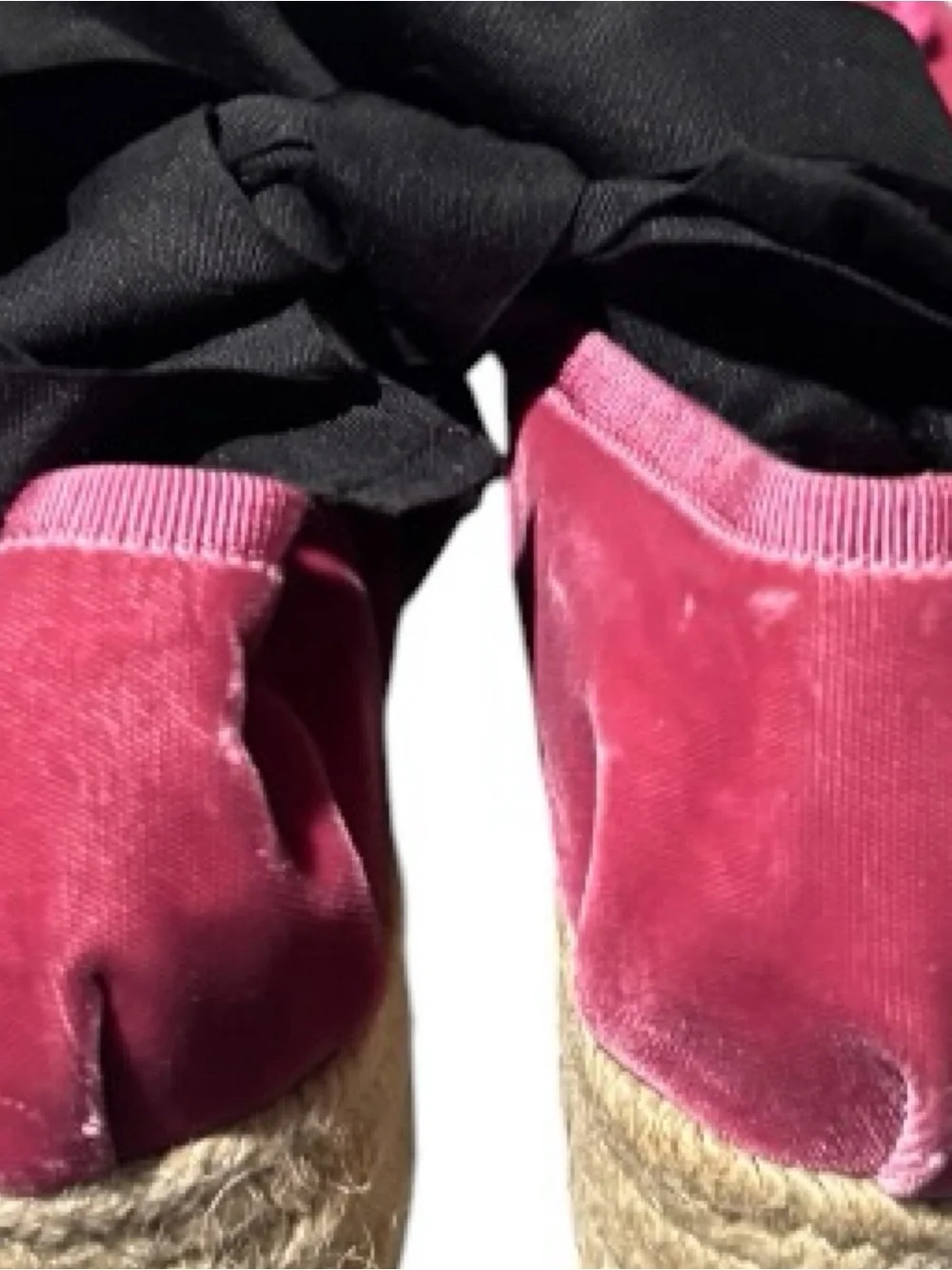 Miu Miu Pink Velvet Platform Double Buckle Espadrille Ballet Shoes